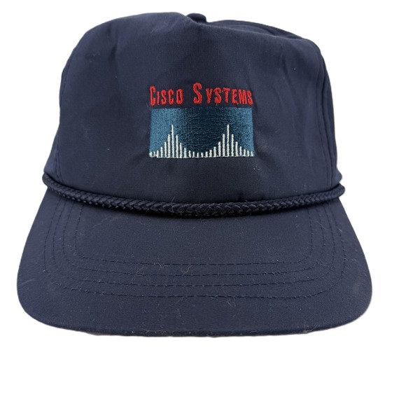 Cisco Systems Hat Mens OS Navy Blue Vintage Tech Rope Strapback Cap